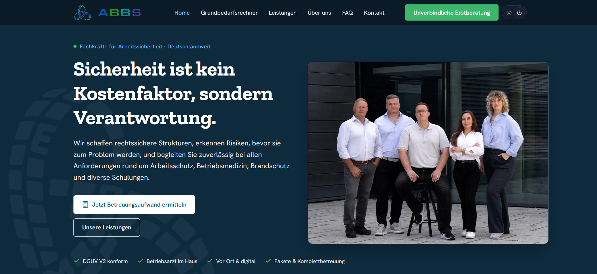 Website ABBS Arbeitsschutz